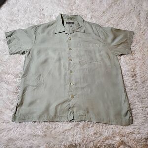 Weekendz off Men's short sleeve button-down celery tencel casual shirt S